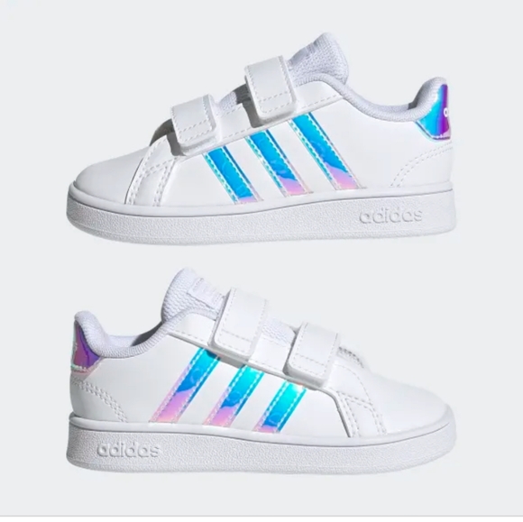 adidas Other - Grand Court Shoe classic adidas size 6 US white with iridescent stripes